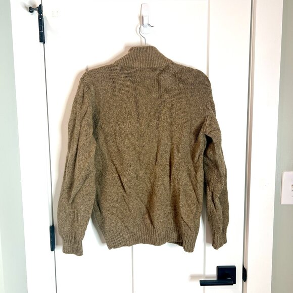 L.L. Bean Men's Tan 100% Lambswool Chunky Knit Henley Pullover Sweater Medium - Picture 3 of 3